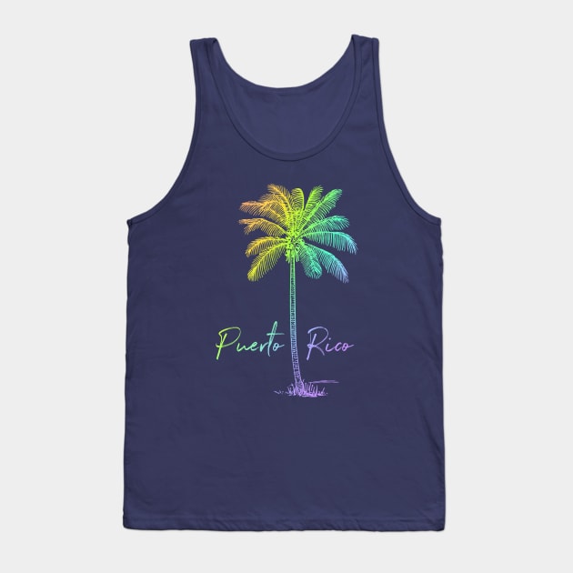 Puerto Rico Rainbow Palm Tree Souvenir Tank Top by Pine Hill Goods